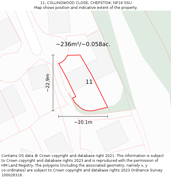 11, COLLINGWOOD CLOSE, CHEPSTOW, NP16 5SU: Plot and title map