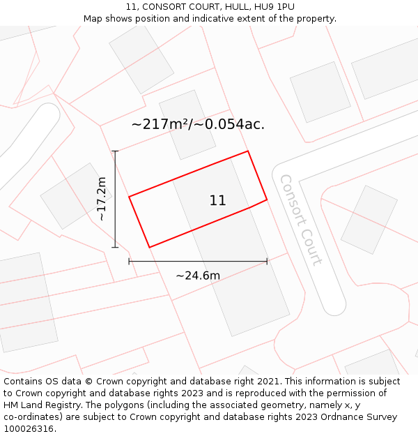 11, CONSORT COURT, HULL, HU9 1PU: Plot and title map