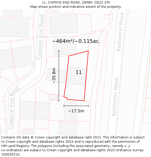 11, COPPICE END ROAD, DERBY, DE22 2TA: Plot and title map