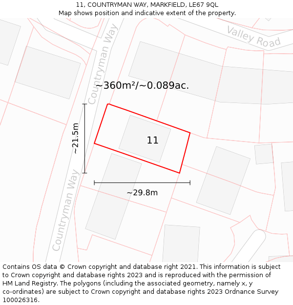 11, COUNTRYMAN WAY, MARKFIELD, LE67 9QL: Plot and title map