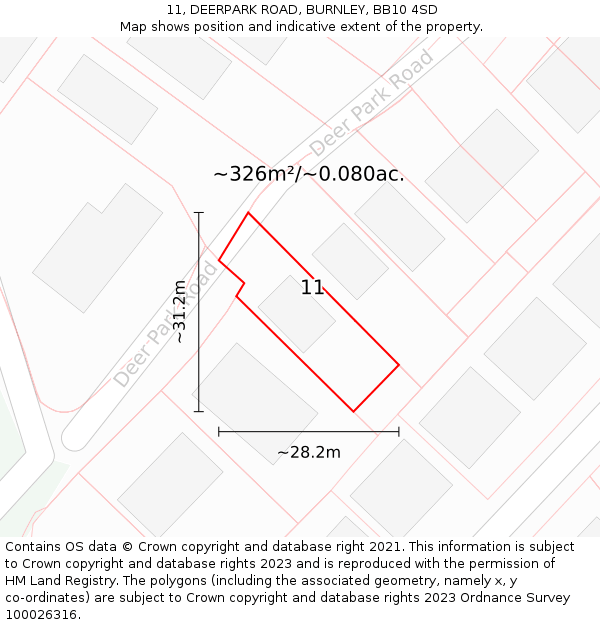 11, DEERPARK ROAD, BURNLEY, BB10 4SD: Plot and title map