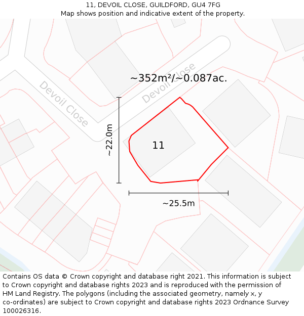 11, DEVOIL CLOSE, GUILDFORD, GU4 7FG: Plot and title map