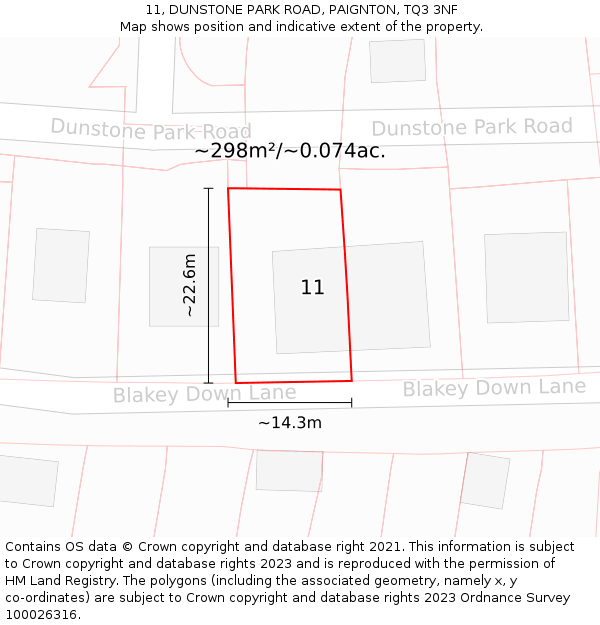 11, DUNSTONE PARK ROAD, PAIGNTON, TQ3 3NF: Plot and title map