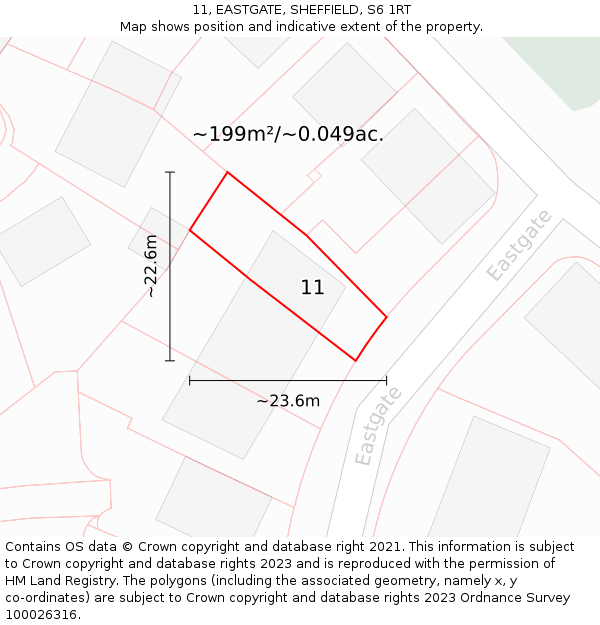 11, EASTGATE, SHEFFIELD, S6 1RT: Plot and title map