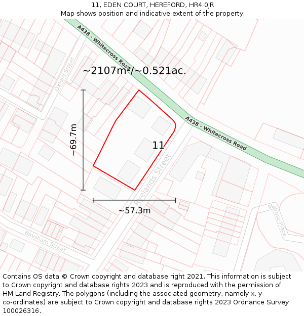 11, EDEN COURT, HEREFORD, HR4 0JR: Plot and title map