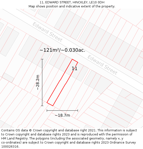 11, EDWARD STREET, HINCKLEY, LE10 0DH: Plot and title map