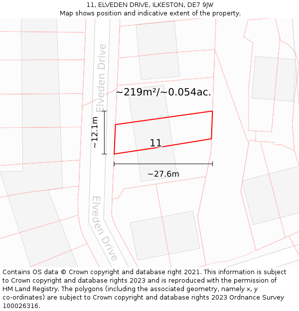 11, ELVEDEN DRIVE, ILKESTON, DE7 9JW: Plot and title map