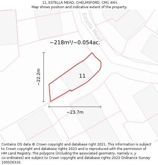 11, ESTELLA MEAD, CHELMSFORD, CM1 4XH: Plot and title map