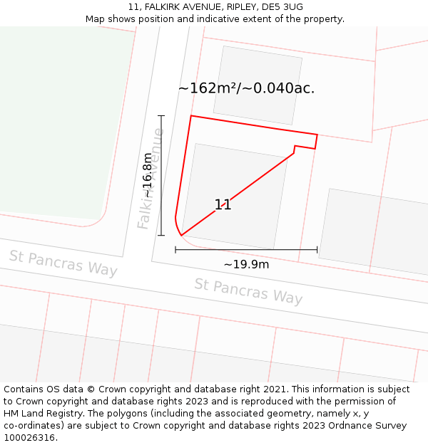 11, FALKIRK AVENUE, RIPLEY, DE5 3UG: Plot and title map