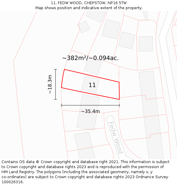 11, FEDW WOOD, CHEPSTOW, NP16 5TW: Plot and title map