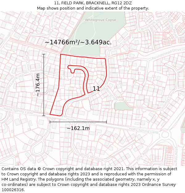 11, FIELD PARK, BRACKNELL, RG12 2DZ: Plot and title map