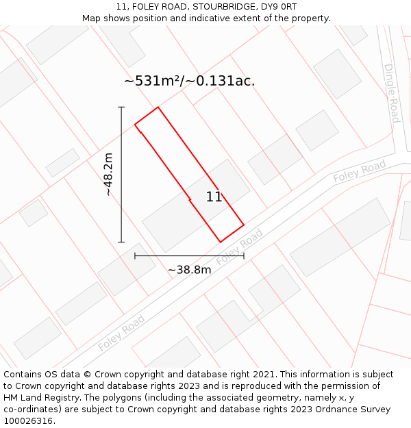 11, FOLEY ROAD, STOURBRIDGE, DY9 0RT: Plot and title map