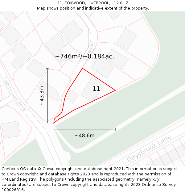 11, FOXWOOD, LIVERPOOL, L12 0HZ: Plot and title map