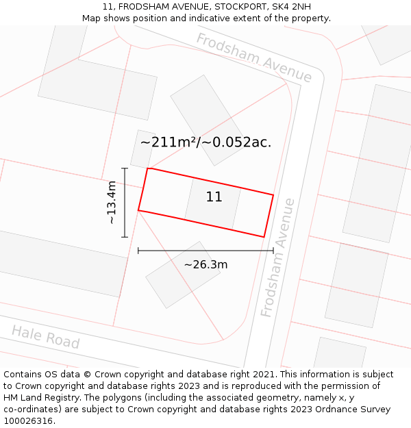 11, FRODSHAM AVENUE, STOCKPORT, SK4 2NH: Plot and title map
