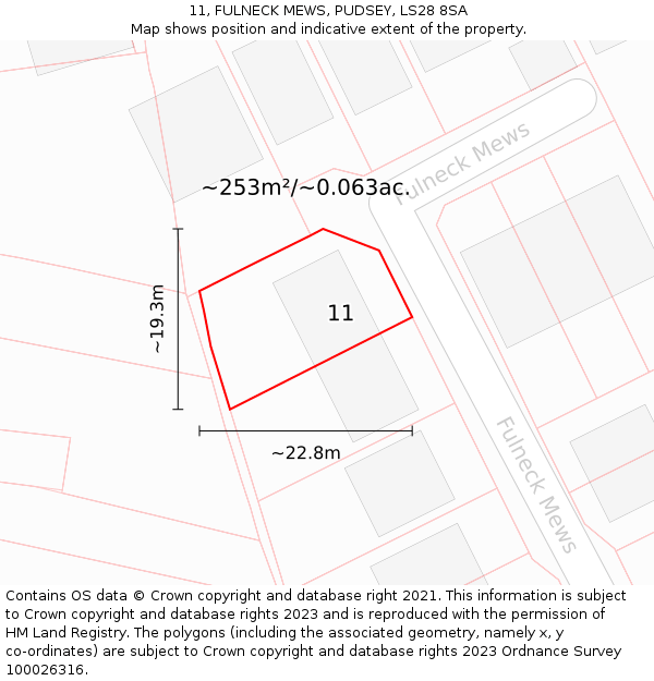 11, FULNECK MEWS, PUDSEY, LS28 8SA: Plot and title map