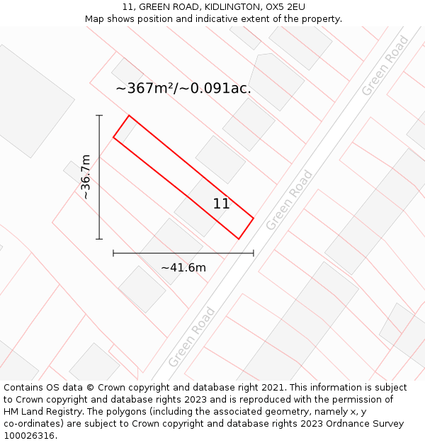 11, GREEN ROAD, KIDLINGTON, OX5 2EU: Plot and title map