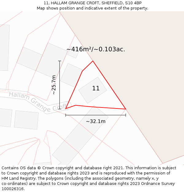 11, HALLAM GRANGE CROFT, SHEFFIELD, S10 4BP: Plot and title map