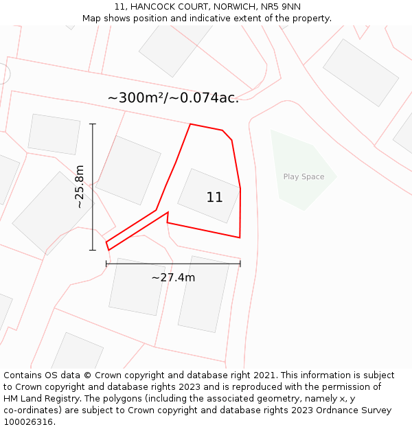 11, HANCOCK COURT, NORWICH, NR5 9NN: Plot and title map