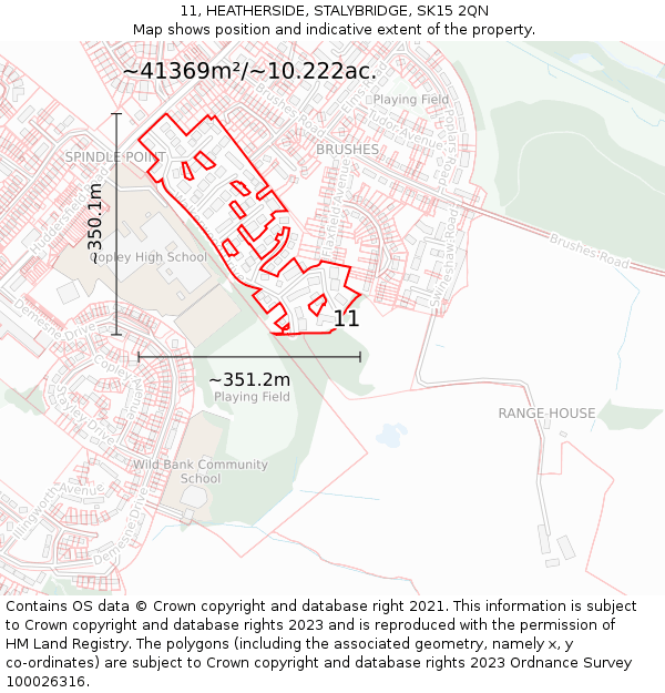 11, HEATHERSIDE, STALYBRIDGE, SK15 2QN: Plot and title map