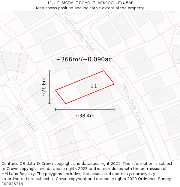 11, HELMSDALE ROAD, BLACKPOOL, FY4 5AR: Plot and title map