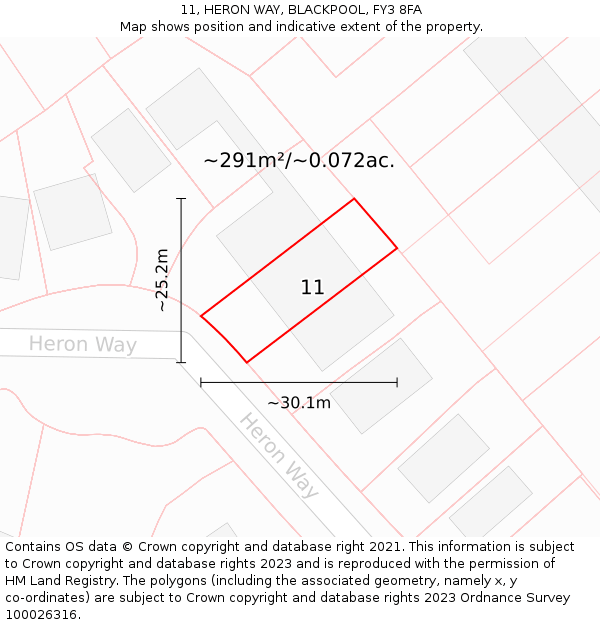 11, HERON WAY, BLACKPOOL, FY3 8FA: Plot and title map