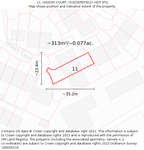 11, HIGSON COURT, HUDDERSFIELD, HD5 9TG: Plot and title map