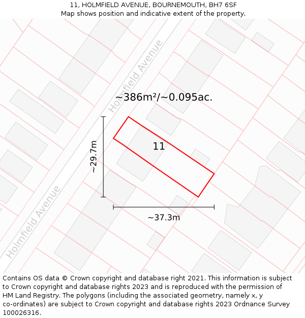 11, HOLMFIELD AVENUE, BOURNEMOUTH, BH7 6SF: Plot and title map