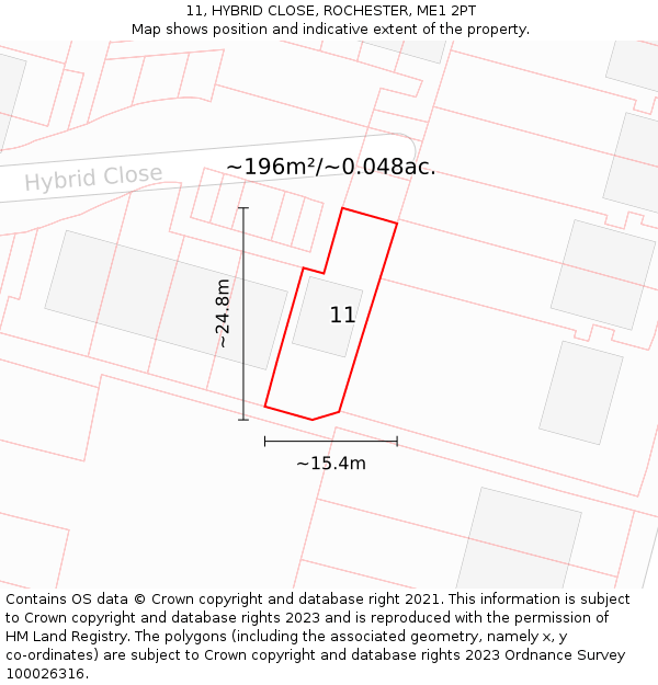 11, HYBRID CLOSE, ROCHESTER, ME1 2PT: Plot and title map