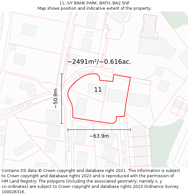 11, IVY BANK PARK, BATH, BA2 5NF: Plot and title map