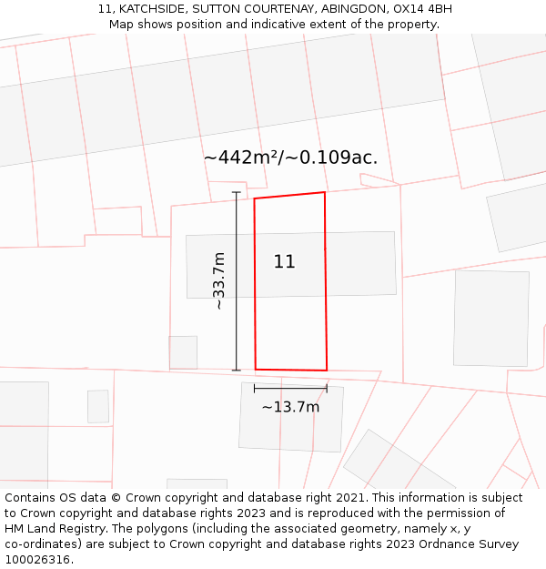 11, KATCHSIDE, SUTTON COURTENAY, ABINGDON, OX14 4BH: Plot and title map