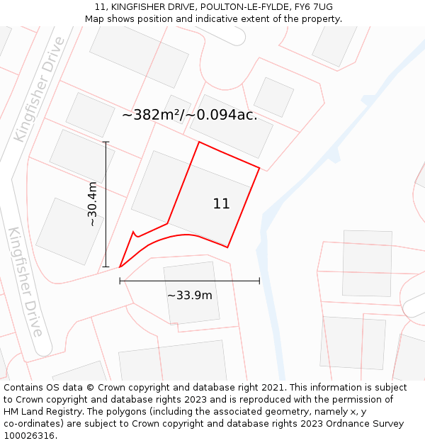 11, KINGFISHER DRIVE, POULTON-LE-FYLDE, FY6 7UG: Plot and title map