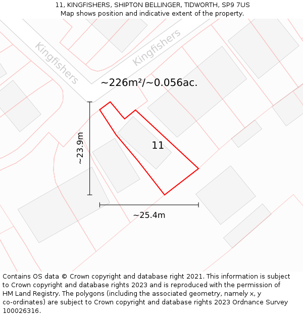11, KINGFISHERS, SHIPTON BELLINGER, TIDWORTH, SP9 7US: Plot and title map