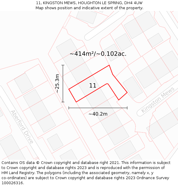 11, KINGSTON MEWS, HOUGHTON LE SPRING, DH4 4UW: Plot and title map