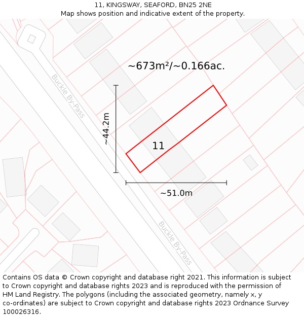 11, KINGSWAY, SEAFORD, BN25 2NE: Plot and title map