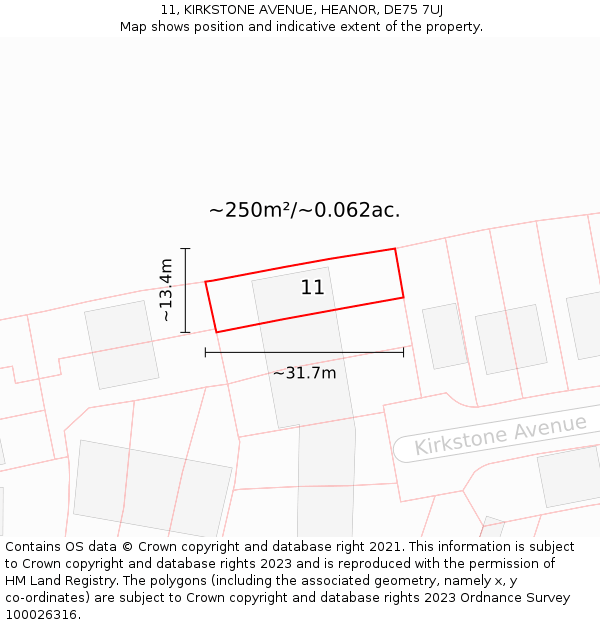 11, KIRKSTONE AVENUE, HEANOR, DE75 7UJ: Plot and title map