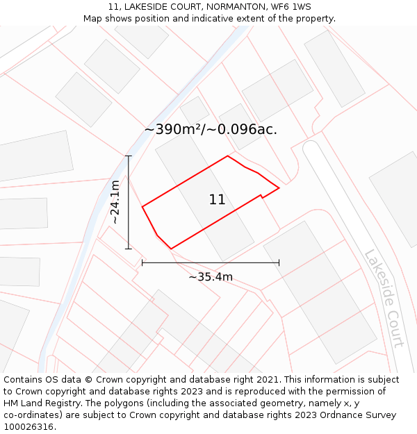 11, LAKESIDE COURT, NORMANTON, WF6 1WS: Plot and title map