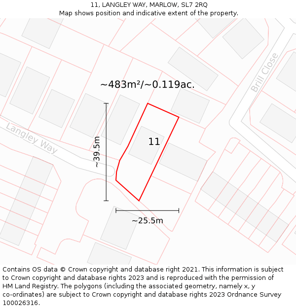 11, LANGLEY WAY, MARLOW, SL7 2RQ: Plot and title map