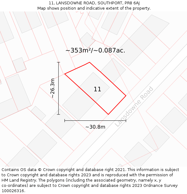 11, LANSDOWNE ROAD, SOUTHPORT, PR8 6AJ: Plot and title map