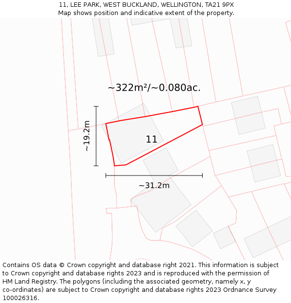 11, LEE PARK, WEST BUCKLAND, WELLINGTON, TA21 9PX: Plot and title map