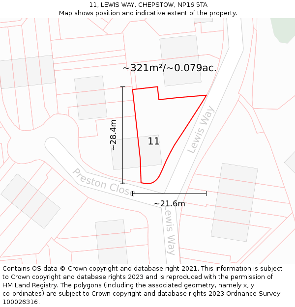 11, LEWIS WAY, CHEPSTOW, NP16 5TA: Plot and title map