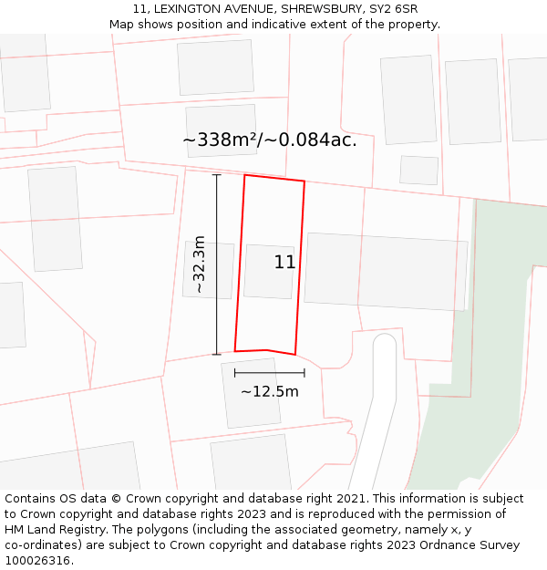 11, LEXINGTON AVENUE, SHREWSBURY, SY2 6SR: Plot and title map