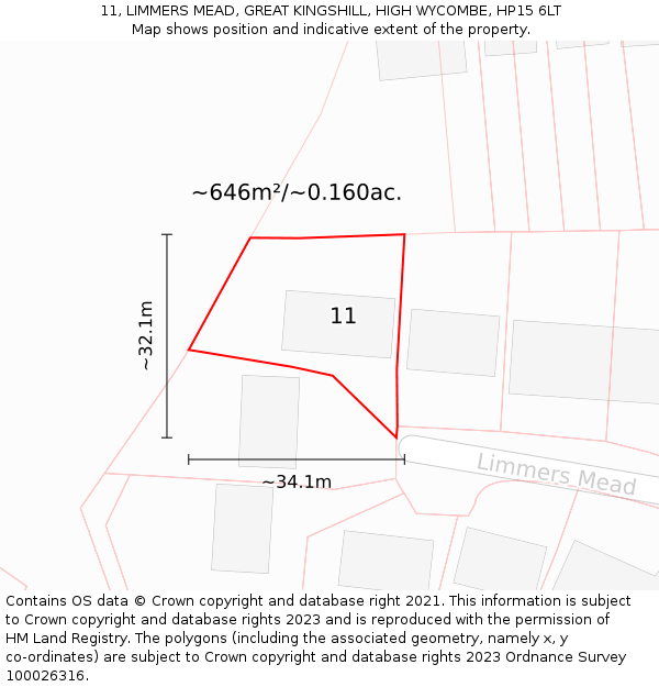 11, LIMMERS MEAD, GREAT KINGSHILL, HIGH WYCOMBE, HP15 6LT: Plot and title map