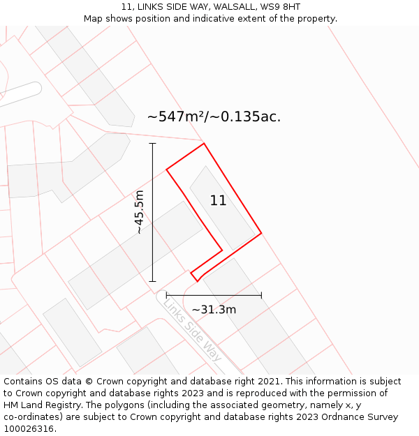 11, LINKS SIDE WAY, WALSALL, WS9 8HT: Plot and title map