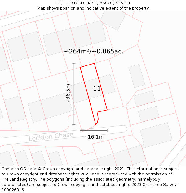11, LOCKTON CHASE, ASCOT, SL5 8TP: Plot and title map