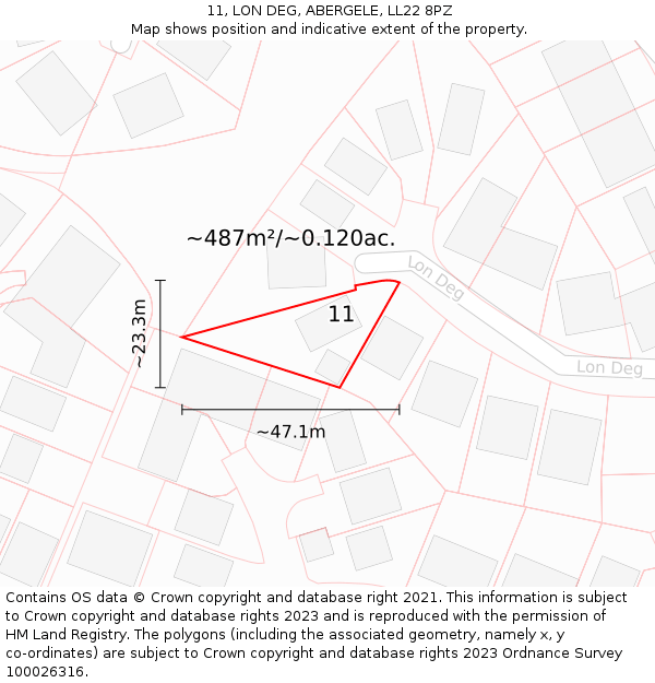 11, LON DEG, ABERGELE, LL22 8PZ: Plot and title map