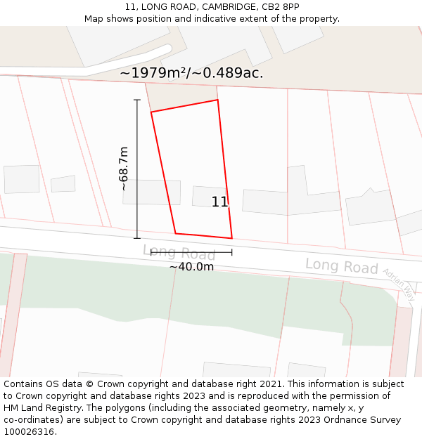 11, LONG ROAD, CAMBRIDGE, CB2 8PP: Plot and title map