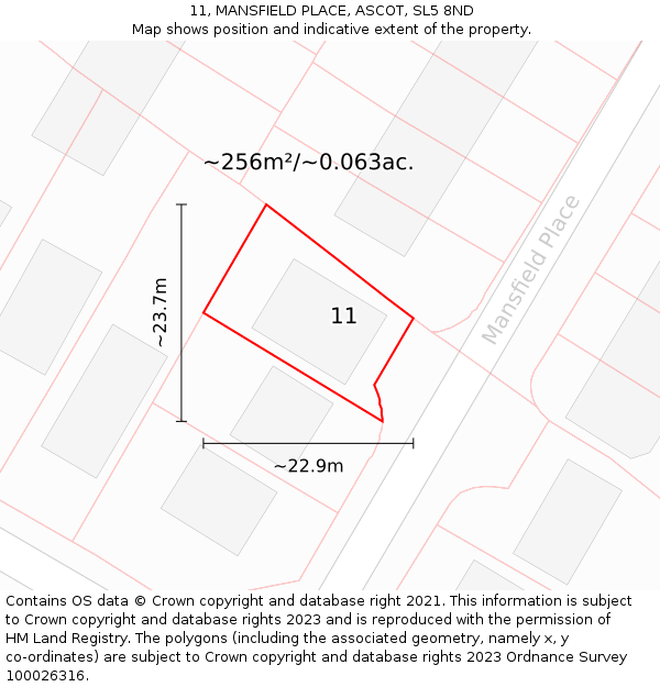 11, MANSFIELD PLACE, ASCOT, SL5 8ND: Plot and title map