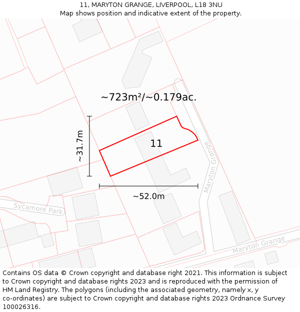 11, MARYTON GRANGE, LIVERPOOL, L18 3NU: Plot and title map