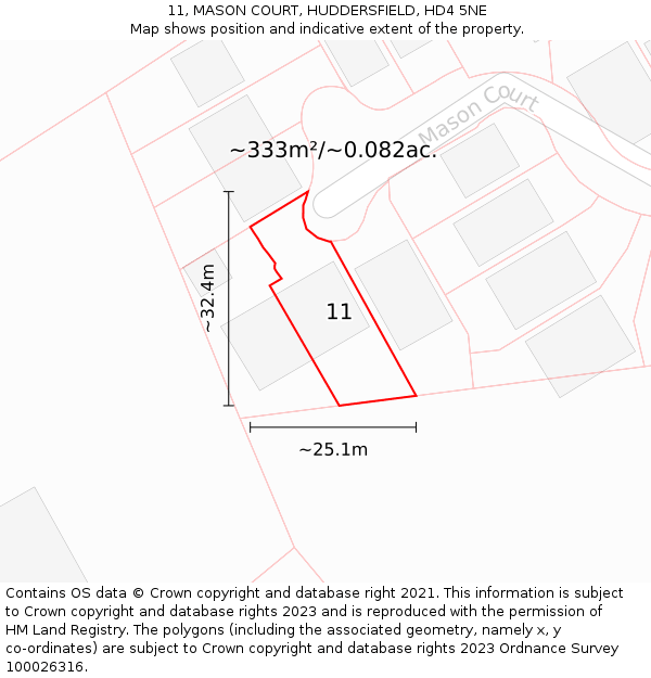 11, MASON COURT, HUDDERSFIELD, HD4 5NE: Plot and title map