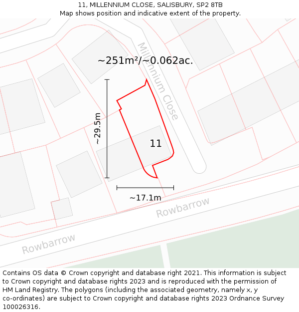 11, MILLENNIUM CLOSE, SALISBURY, SP2 8TB: Plot and title map